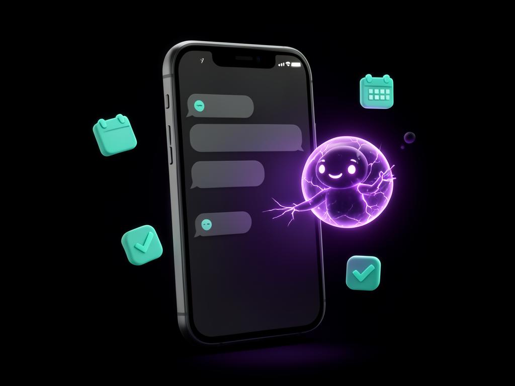 Ilustração de celular com conversa no WhatsApp atendida por uma inteligência artificial